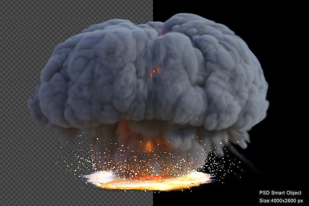 PSD feuerball-effekt isoliert 3d-render