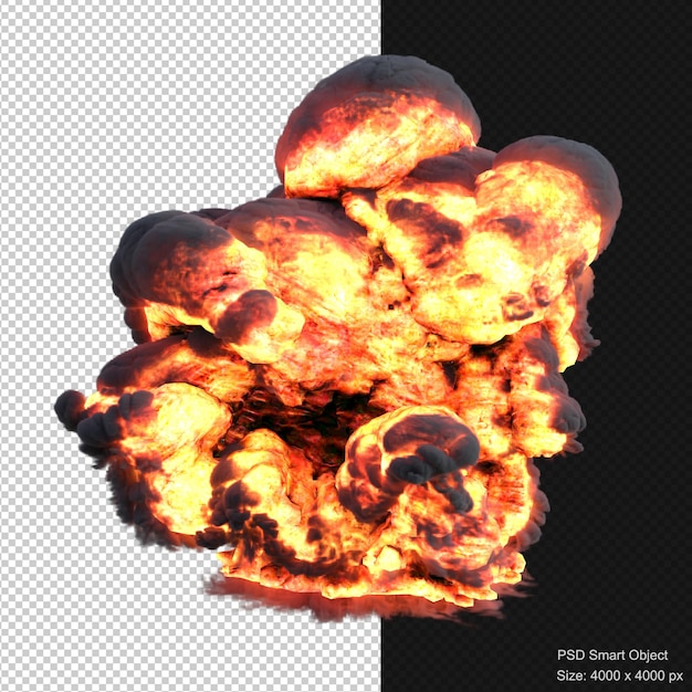 Feuerexplosion isoliert 3D-Rendering