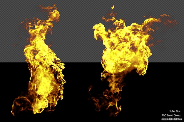 Feuerflammen isoliert 3d-rendering