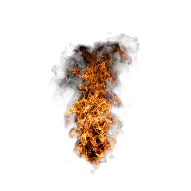 Feuerflammen Isolierter weißer Hintergrund 3D-Rendering