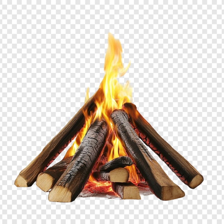 PSD feueriges lagerfeuer brennende stämme wärme lagerfeuer
