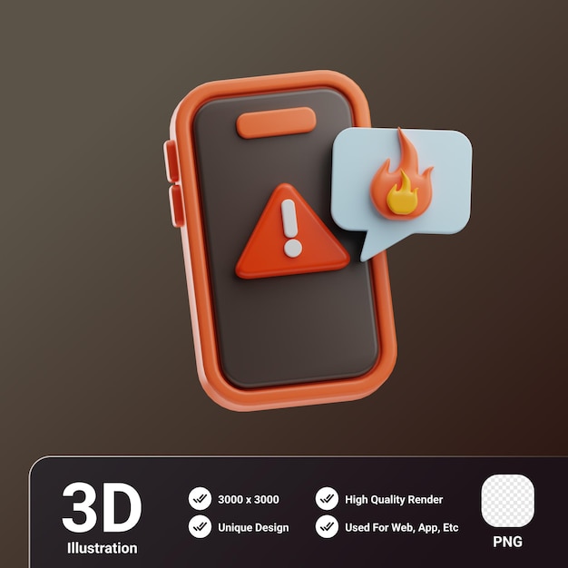 PSD feuerwehrmann objekt smartphone 3d-illustration