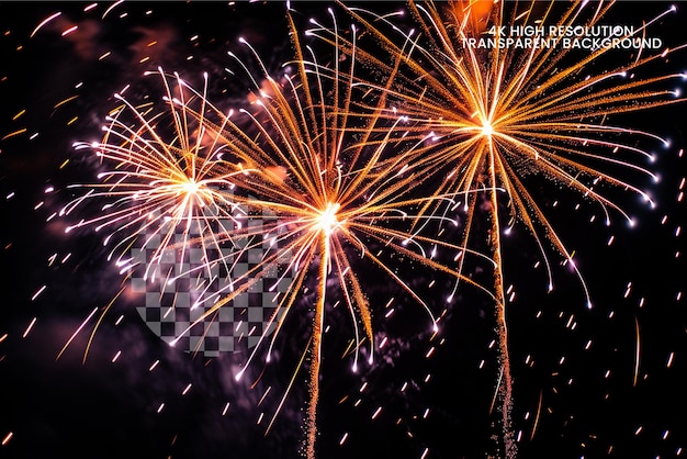 PSD feuerwerk mit feuerflamme auf durchsichtigem hintergrund