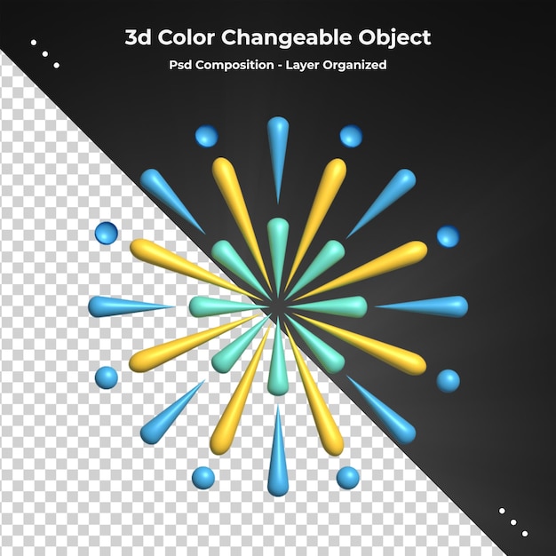 Feuerwerk set Rakete 3D-Rendering