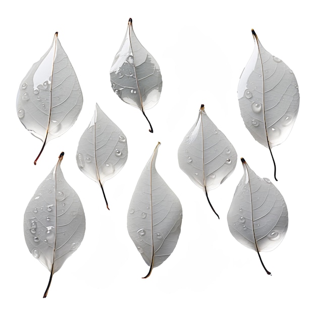 Feuille Blanche Avec Des Gouttes D'eau Isolées Sur Une Trajectoire De Coupe De Fond Transparente Incluse