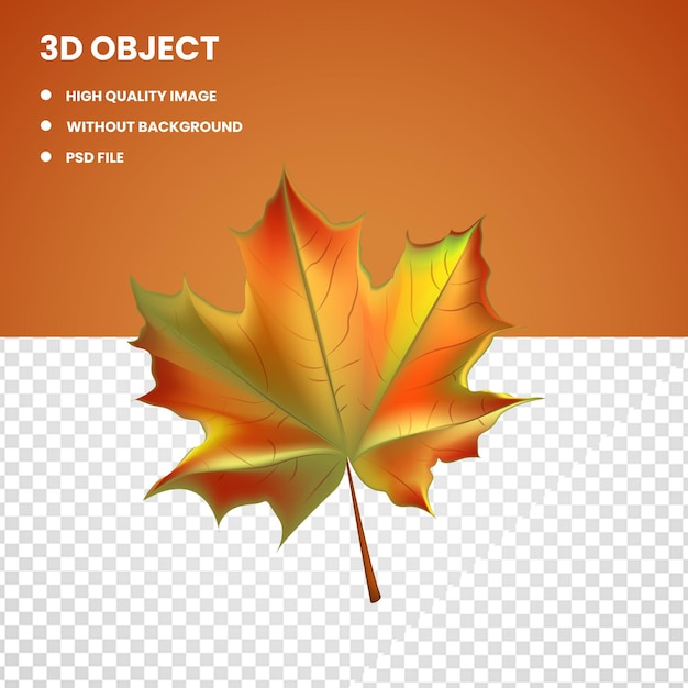 Feuille d'érable brune et rouge 3d