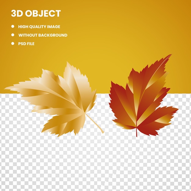 Feuille d'érable brune et rouge 3d