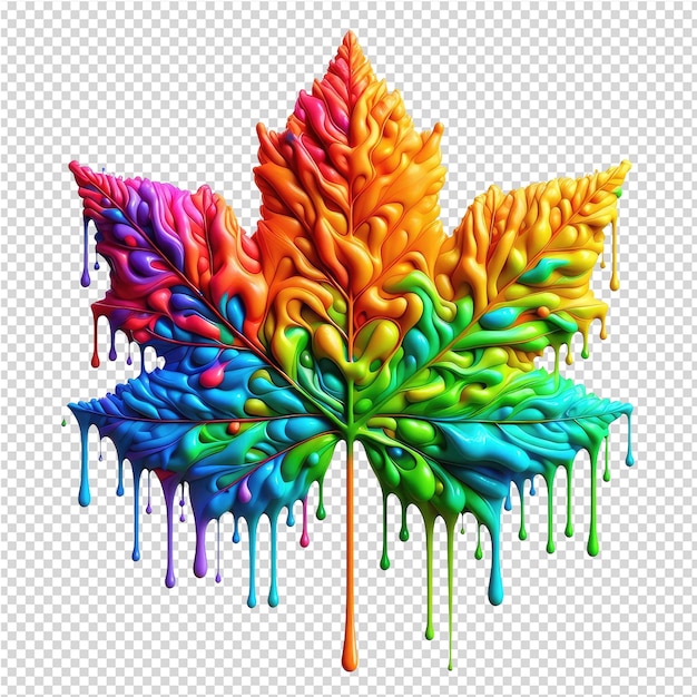 PSD une feuille d'érable avec les couleurs de l'arc-en-ciel