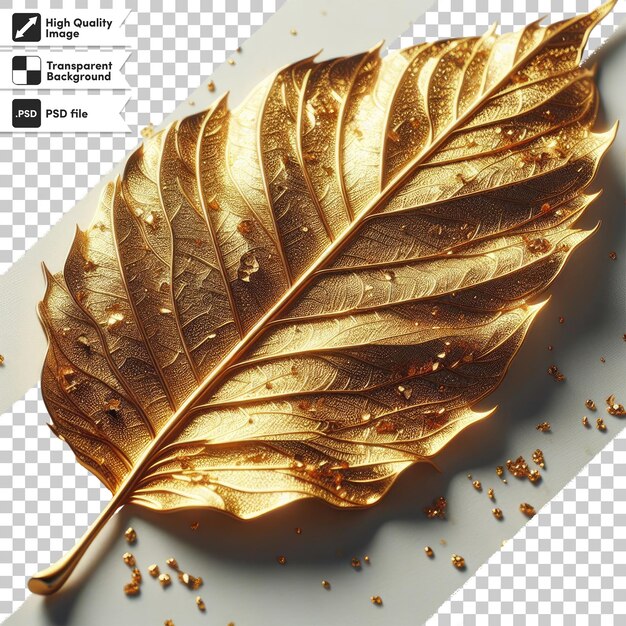 PSD feuille d'or psd sur fond transparent avec couche de masque modifiable