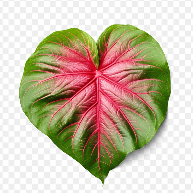 PSD une feuille de palmier en forme de cœur avec un cœur rose dessus
