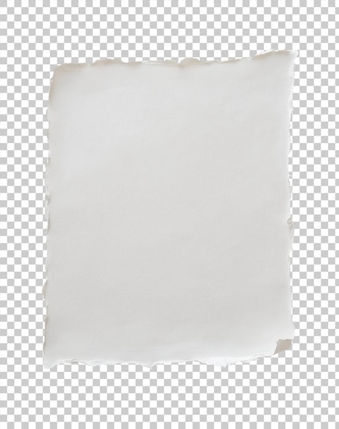 Feuille de papier texturé aux bords effrayés sur fond transparent