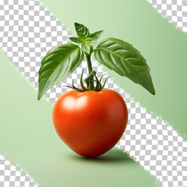 PSD une feuille de tomate et de basilic sur fond transparent