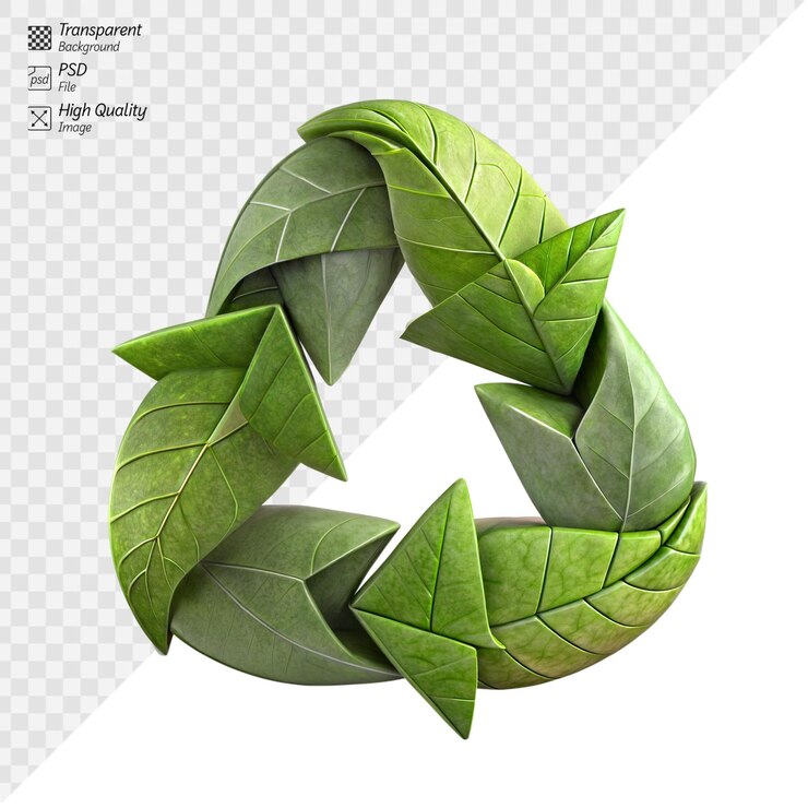 PSD feuille verte formant un symbole d'énergie durable sur un fond transparent