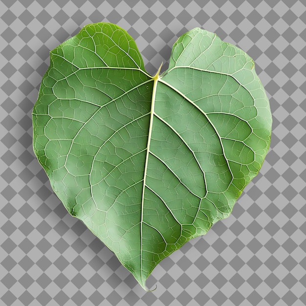 PSD une feuille verte en forme de cœur avec le mot amour dessus