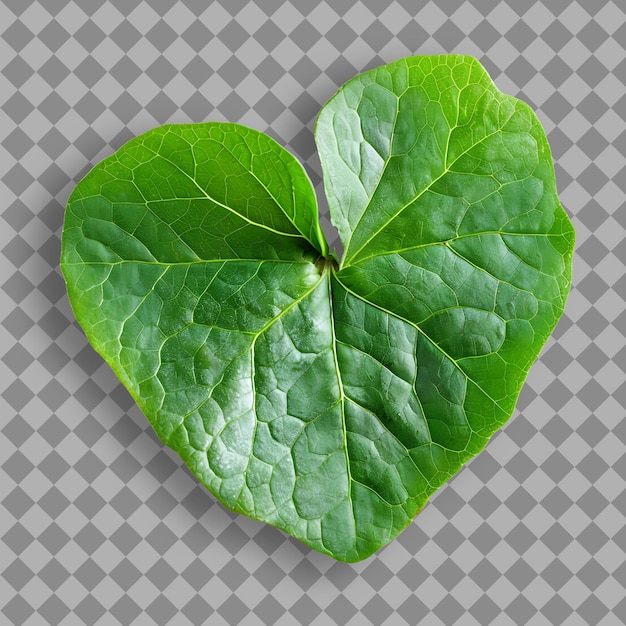 PSD une feuille verte en forme de cœur avec le mot amour dessus