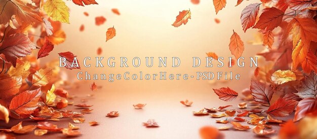 Les feuilles d'automne tombent sur un fond orange doux