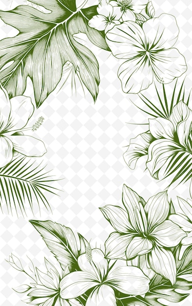 PSD feuilles et fleurs tropicales sur un fond blanc