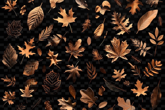 PSD feuilles scintillantes, formes de feuilles éparpillées et en couches dans l'art de décoration de fond de la forme de texture s y2k