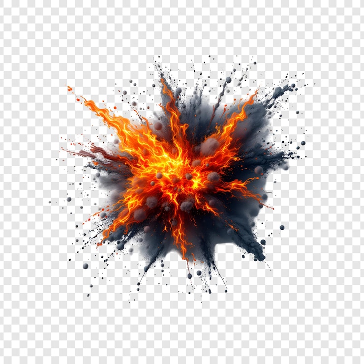PSD feurige explosion intense explosion brennende inferno dynamischer aufprall spritzt energie burst strahlende feuer