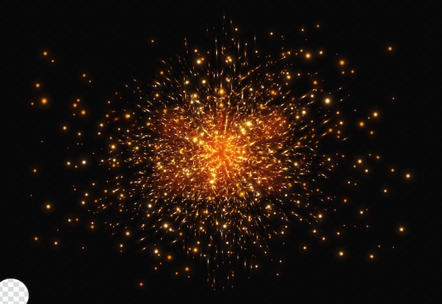 Feux D'artifice Sur Fond Sombre Avec Un Sparkler Orange Vif Et Jaune