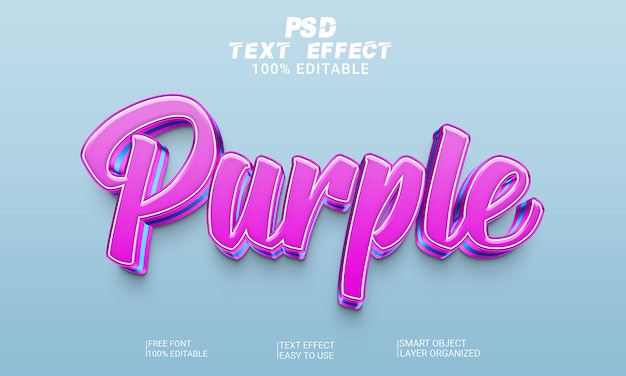 Fialový 3D upravitelný textový efekt