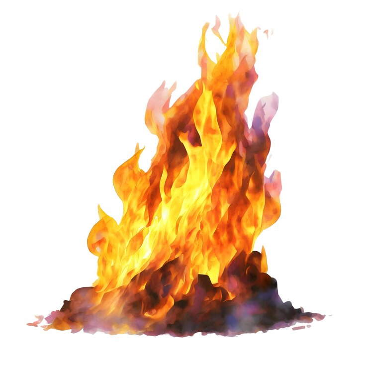 PSD fiamma di fuoco ad acquerello isolata
