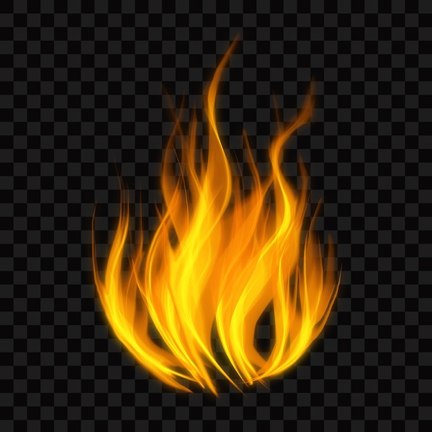 Fiamma di fuoco ardente realistica su sfondo nero PNG Effetto fuoco realistico