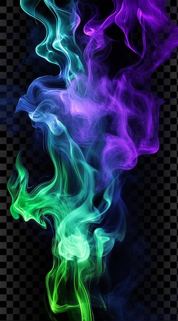 Fiamma verde e viola che brilla su uno sfondo trasparente