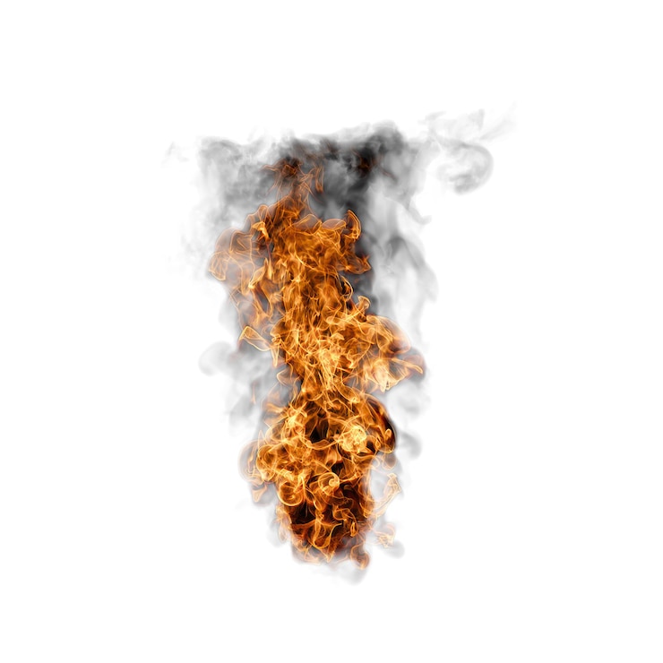 PSD fiamme di fuoco sfondo bianco isolato rendering 3d