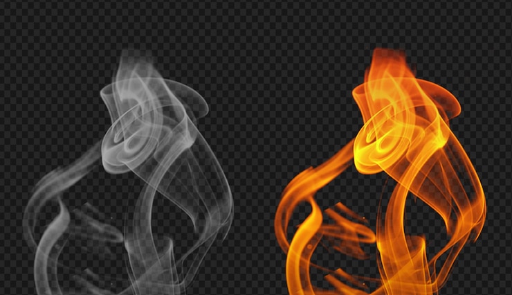 PSD fiamme fuoco e fumo effetto set