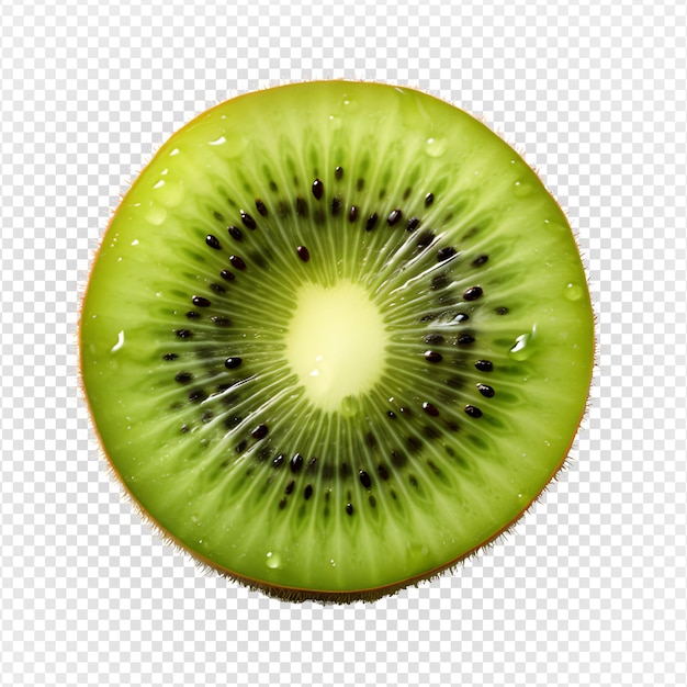 Ficha de fruta de kiwi aislada sobre un fondo transparente fruta de kiwi redonda cortada png generativa ai