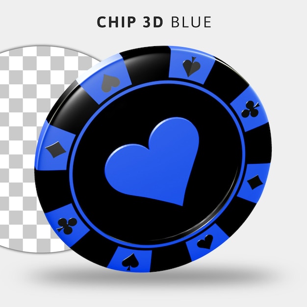 PSD fichas de casino azul 3d em fundo transparente