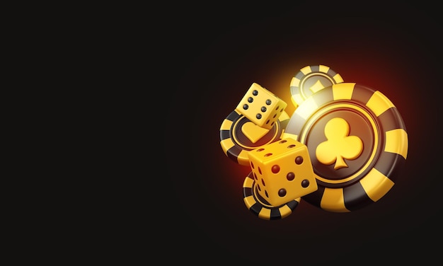Fichas de póquer de casino doradas en el aire Fondo de casino Juegos de azar Fichas de póquer y dados Jackpot