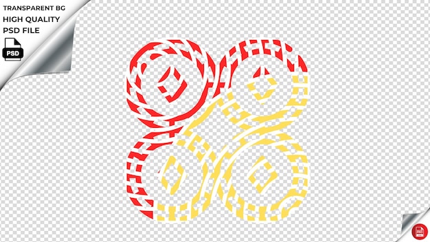 PSD fichas de póquer psd icono vectorial rojo amarillo estriado psd transparente