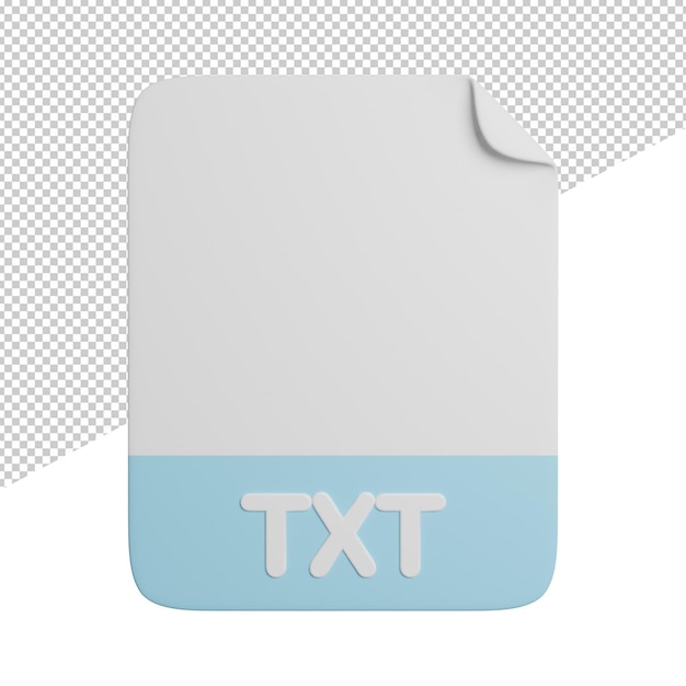PSD fichier de document txt vue de face illustration d'icône de rendu 3d sur fond transparent