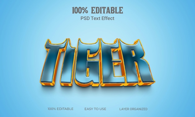 Fichier Modifiable D'effet De Texte 3d Tiger