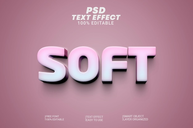 Fichier modifiable psd de style de texte 3d doux