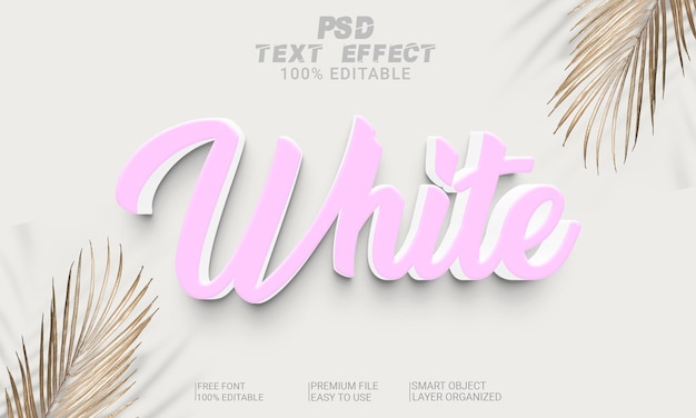 PSD fichier psd blanc à effet de texte 3d