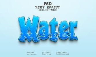 Fichier psd de l'eau de style d'effet de texte 3d