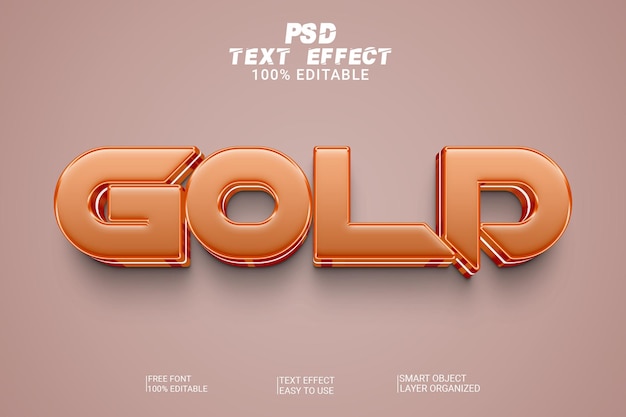 Fichier Psd D'effet De Style De Texte Doré