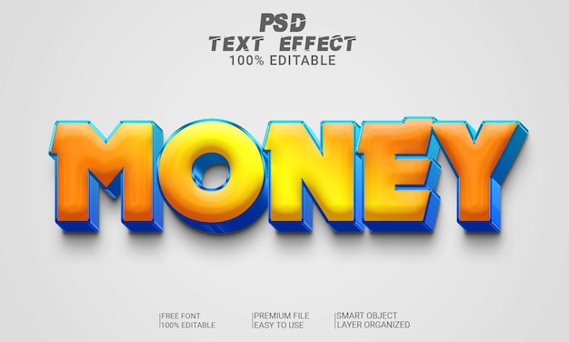 Fichier Psd D'effet De Texte 3d D'argent