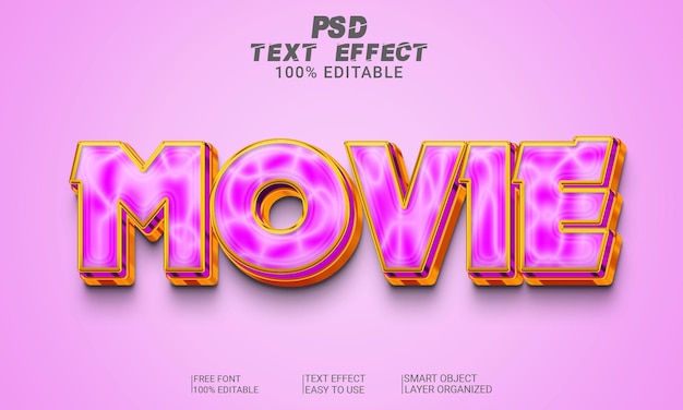 Fichier Psd D'effet De Texte 3d De Film