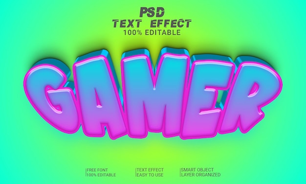 Fichier Psd D'effet De Texte 3d Gamer