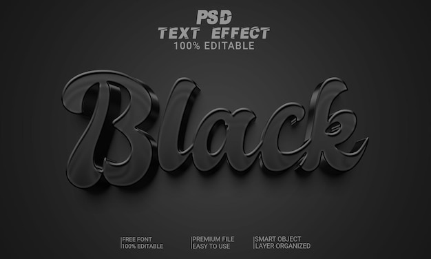 Fichier PSD d'effet de texte 3D noir