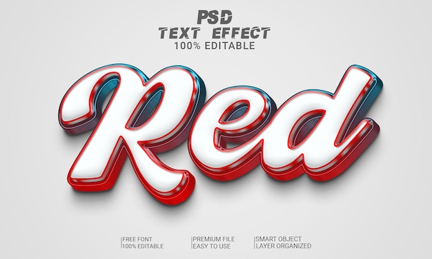 Fichier Psd D'effet De Texte 3d Rouge