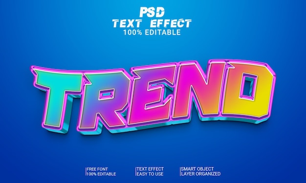 PSD fichier psd d'effet de texte 3d tendance