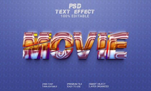 PSD fichier psd de film d'effet de texte 3d