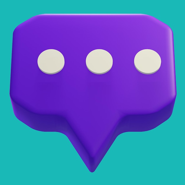 PSD fichier psd gratuit chat à bulles de rendu 3d avec forme de boîte violette et 3 points