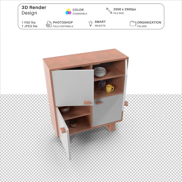 PSD fichier psd de modélisation 3d de l'armoire