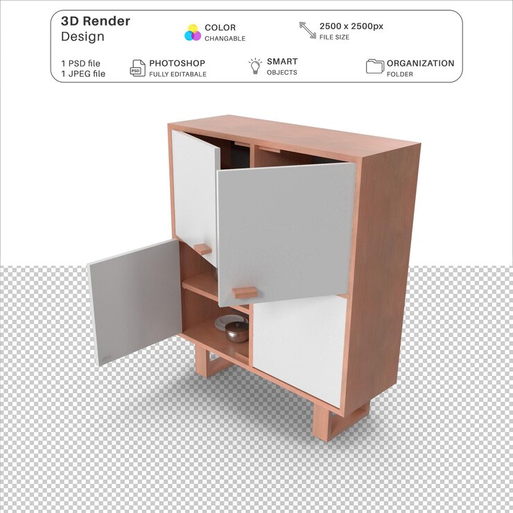 PSD fichier psd de modélisation 3d de l'armoire